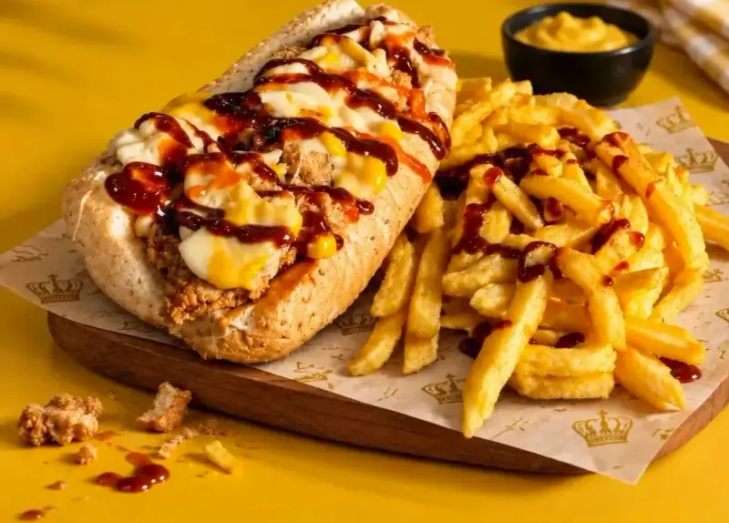 كريسبي بللم مع بطاطا وصوص باربكيو